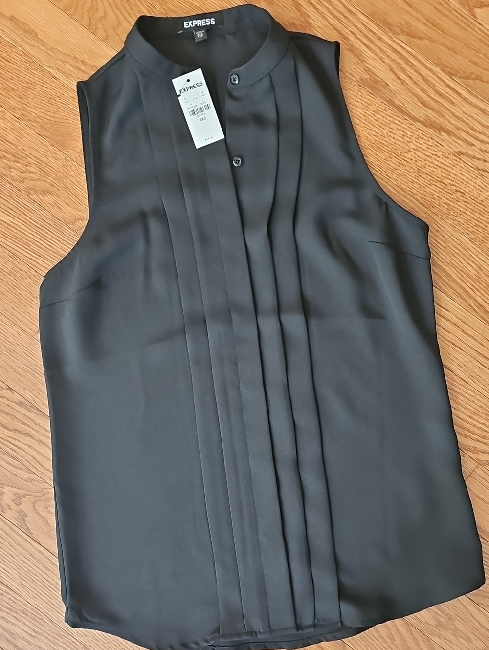 Express Black Sleeveless Pleated Front Shell